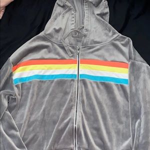 velvet zip up cropped hoodie